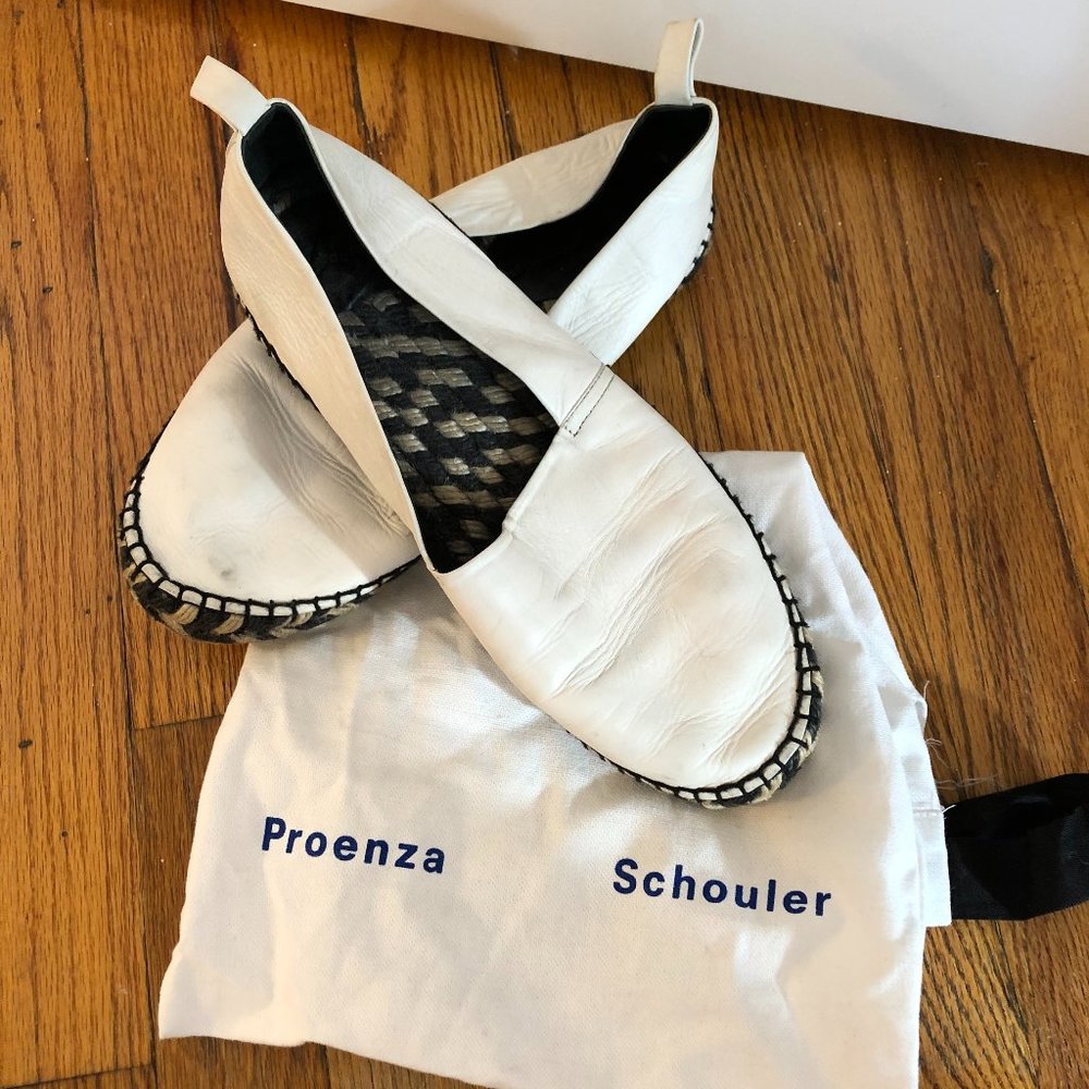 Proenza Schouler White Leather Espadrilles